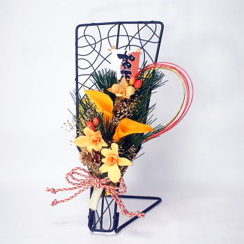 ハンドメイド❣️お正月アレンジ❣️羽子板アレンジ❣️ゴールド❣️ プリザーブド,造花,アーティフィシャルフラワー,問屋,東京堂,お正月