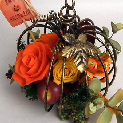 ハロウィンアレンジp-14092 プリザーブドフラワーキットと完成品